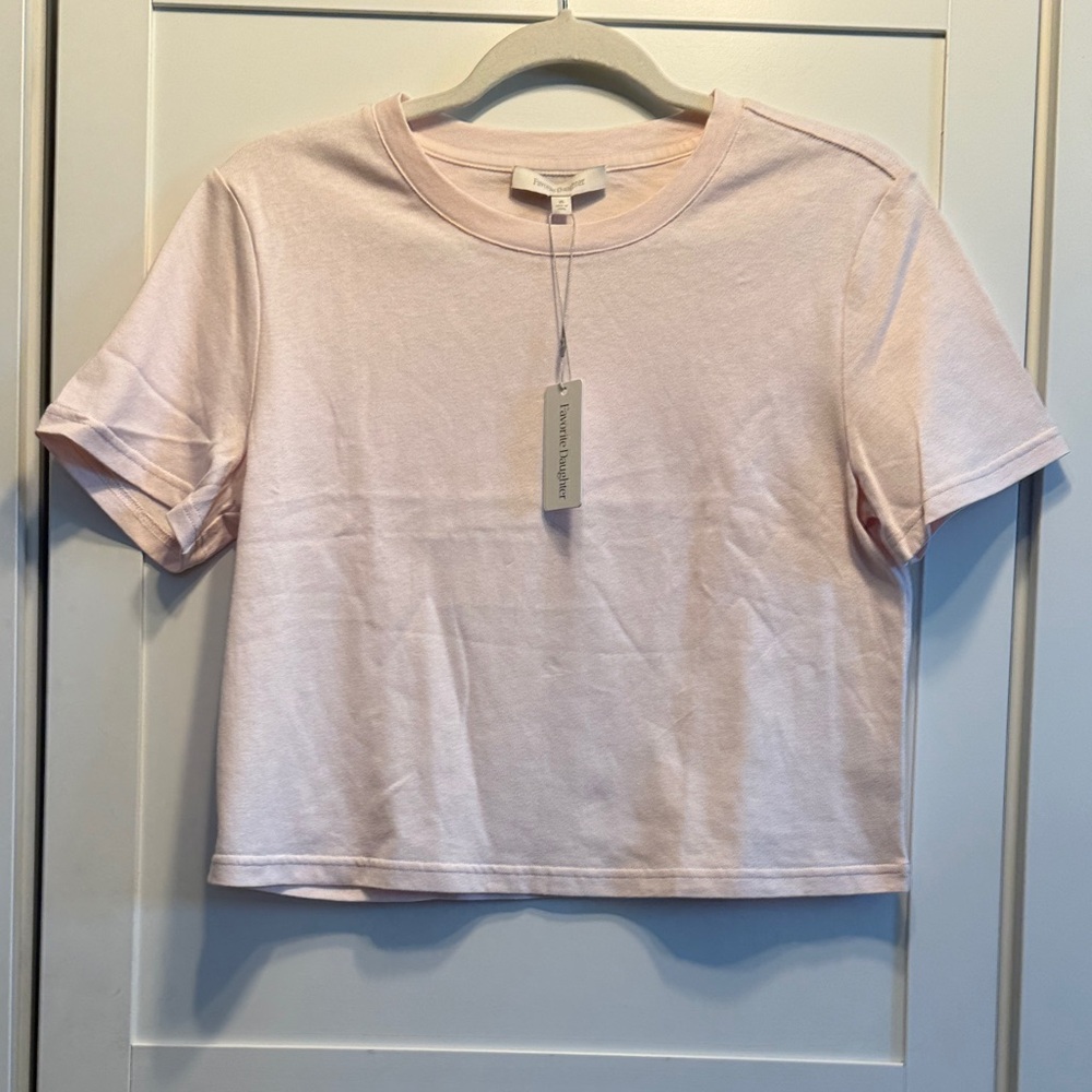 NWT Favorite Daughter Pale Pink Crewneck organic cotton Tee